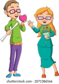 The teachers is celebrating the valentine's day of illustration