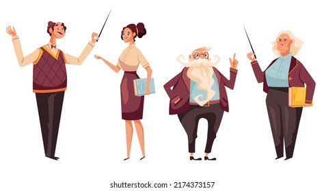 Teachers characters isolated on white background. Vector flat cartoon graphic design illustration
