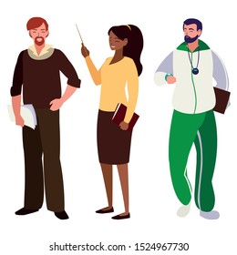 teachers classic and sports avatars characters vector illustration design