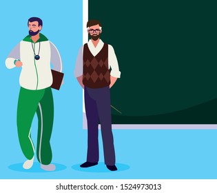 teachers classic and sports with chalkboard vector illustration design