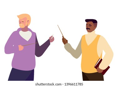 teachers couple avatars characters vector illustration design