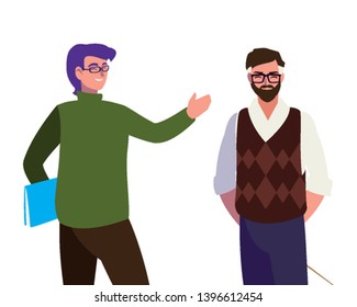 teachers couple avatars characters vector illustration design