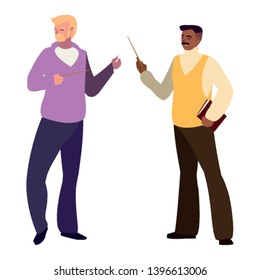teachers couple avatars characters vector illustration design