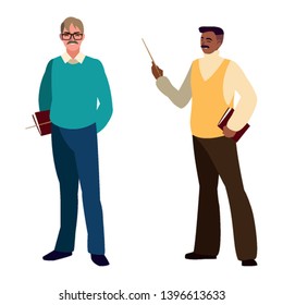 teachers couple avatars characters vector illustration design