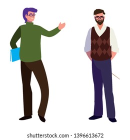 teachers couple avatars characters vector illustration design