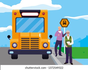 teachers couple in bus stop