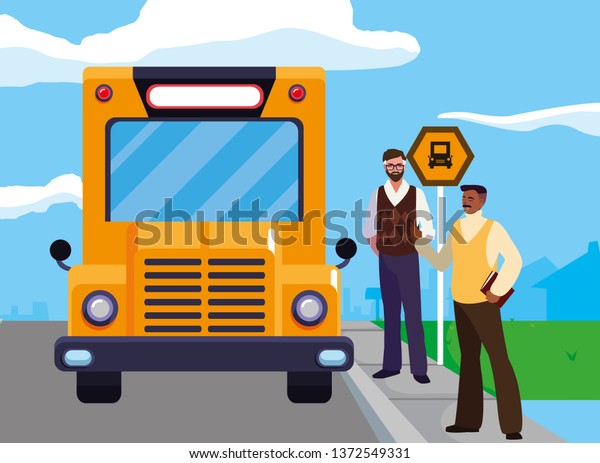 teachers couple in bus\
stop