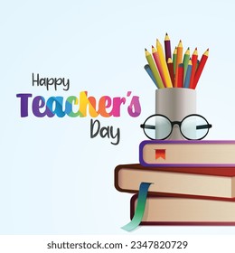 Concepto del día del profesor saludos antecedentes con tipografía y libros
