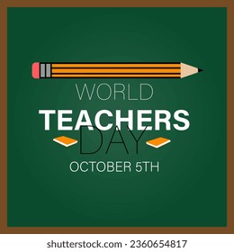 Teachers day concept greetings background with typography and books vector illustration with school equipment for social media post, flyer, banner .