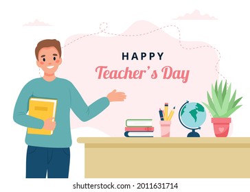 Teachers Day Concept Teacher Classroom Cute Stock Vector (Royalty Free ...