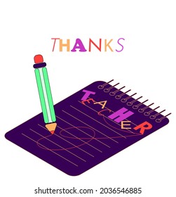 Teacher's Day! Congratulatory poster made of different funny letters. Bright autumn colors