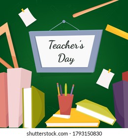 Teacher's day, creative and beautiful abstraction. Sheet or postcard template with beautiful illustration in the background. Vector illustration