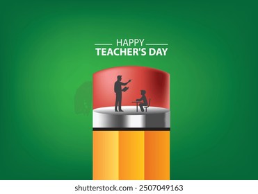 Teacher's Day Details include a Teacher in a teaching silhouette and a student's