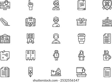 Teachers day icons collection is a vector illustration with editable stroke.