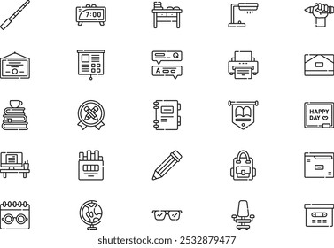 Teachers day icons collection is a vector illustration with editable stroke.