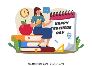 Teacher's Day Illustration concept on white background