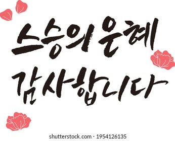 Teacher's Day, Korean handwritten calligraphy. Korean Translation: "thank you, teacher" with handwriting, hangul calligraphy.