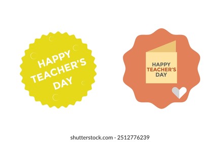  Teacher's Day labels, greeting cards, posters set.vector illustration.