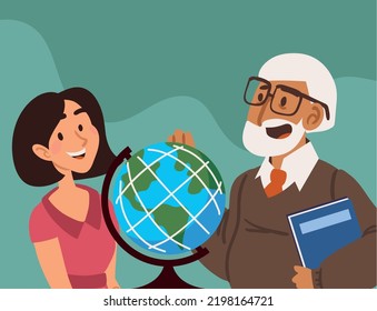 teachers day, male and female character