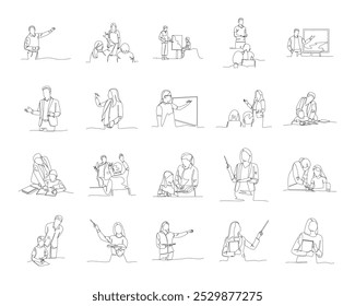 Teacher's Day One Line Art Illustration Vector Set