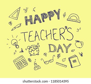 Teachers Day School Doodles Supplies Sketchy Stock Vector (Royalty Free ...