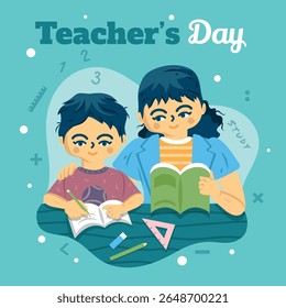 Teacher's Day Simple Vector Greetings Illustration