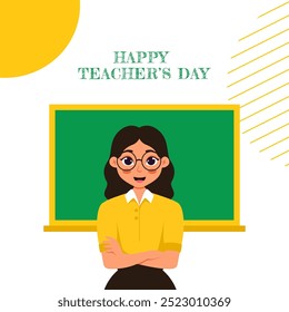 Teacher's Day Social Media Illustration Flat Cartoon Hand Drawn Templates Background