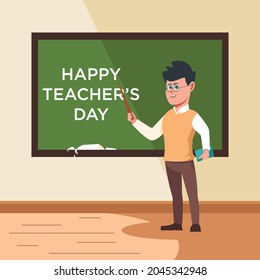 Teachers Day Teacher Presenting Back School Stock Vector (Royalty Free ...