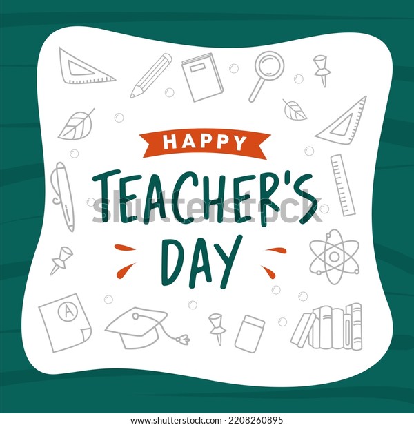 Teachers Day Template Doodles Lineart Illustration Stock Vector ...