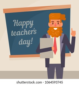 Teacher's day. Vector. Cartoon. Isolated art on white background. Flat