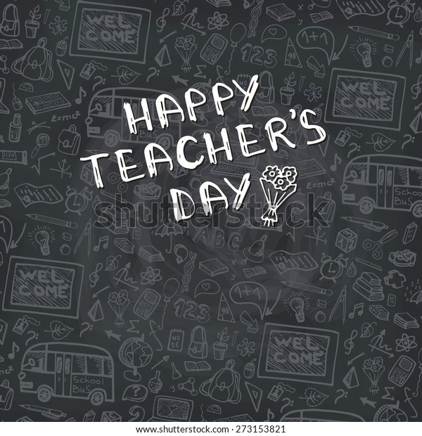 Teachers Dayschool Doodles Supplies Sketchy Background Stock Vector ...