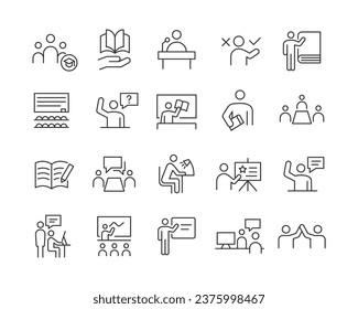 Teachers Icons - Vector Line. Editable Stroke.