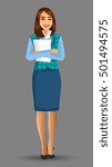 Teachers or lecturers in a pose presentation with bring paper, vector illustration