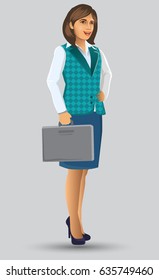 Teachers or lecturers in a pose presentation, cartoon figure of woman Teacher presented, Lessons, education, in the classroom vector illustration