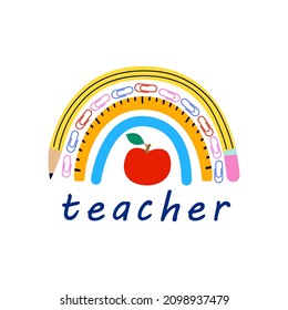 Teachers life rainbow and apple appreciation day tshirt design