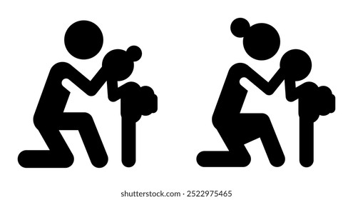 Teachers or parents calming and consoling little unhappy crying kids. Parent support and empathy concept. 
Isolated flat vector illustration.