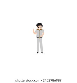 the teacher's pose is greeting teacher