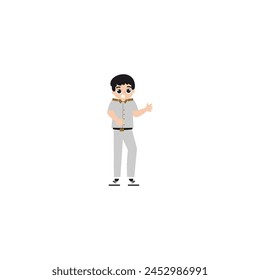 the teacher's pose is greeting teacher