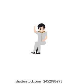 the teacher's pose is greeting teacher