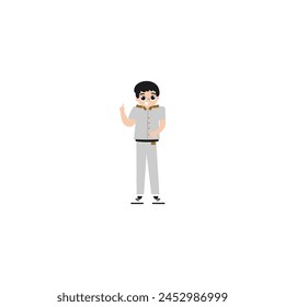 the teacher's pose is greeting teacher