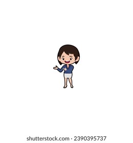 teacher's pose neatly dressed in a jacket graphic
