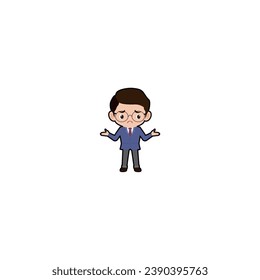 teacher's pose neatly dressed in a jacket illustration