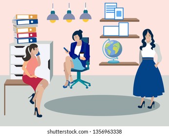 Teachers room. Meeting of the teaching staff. In minimalist style. Flat isometric vector illustration