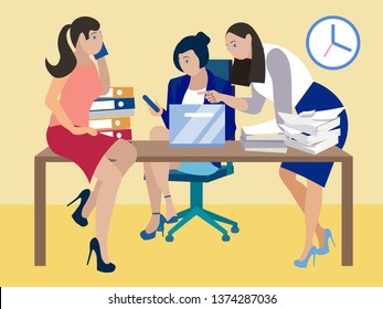 Teachers room. Meeting of the teaching staff. In minimalist style. Flat isometric vector illustration