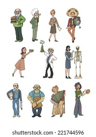 teachers in school set vector illustration
