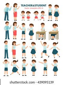 Teachers and students, Vector illustration.