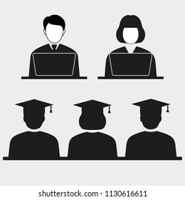 teachers teach a lesson with students on a white background