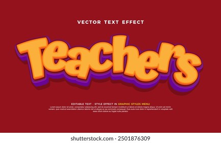 Teachers vector text effect with 3d style
