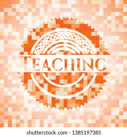 Teaching abstract orange mosaic emblem