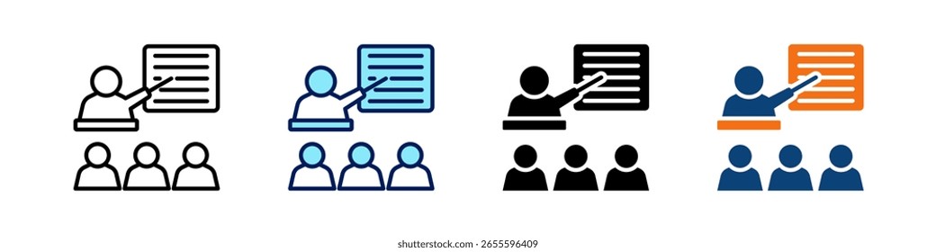 Ensinando Tudo Em Um Ícone Multi Estilos Vetor Conjunto